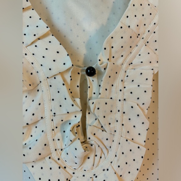 Kate Spade Cream & Black Polka Dot Ruffle Blouse  Size Medium - Picture 4 of 9